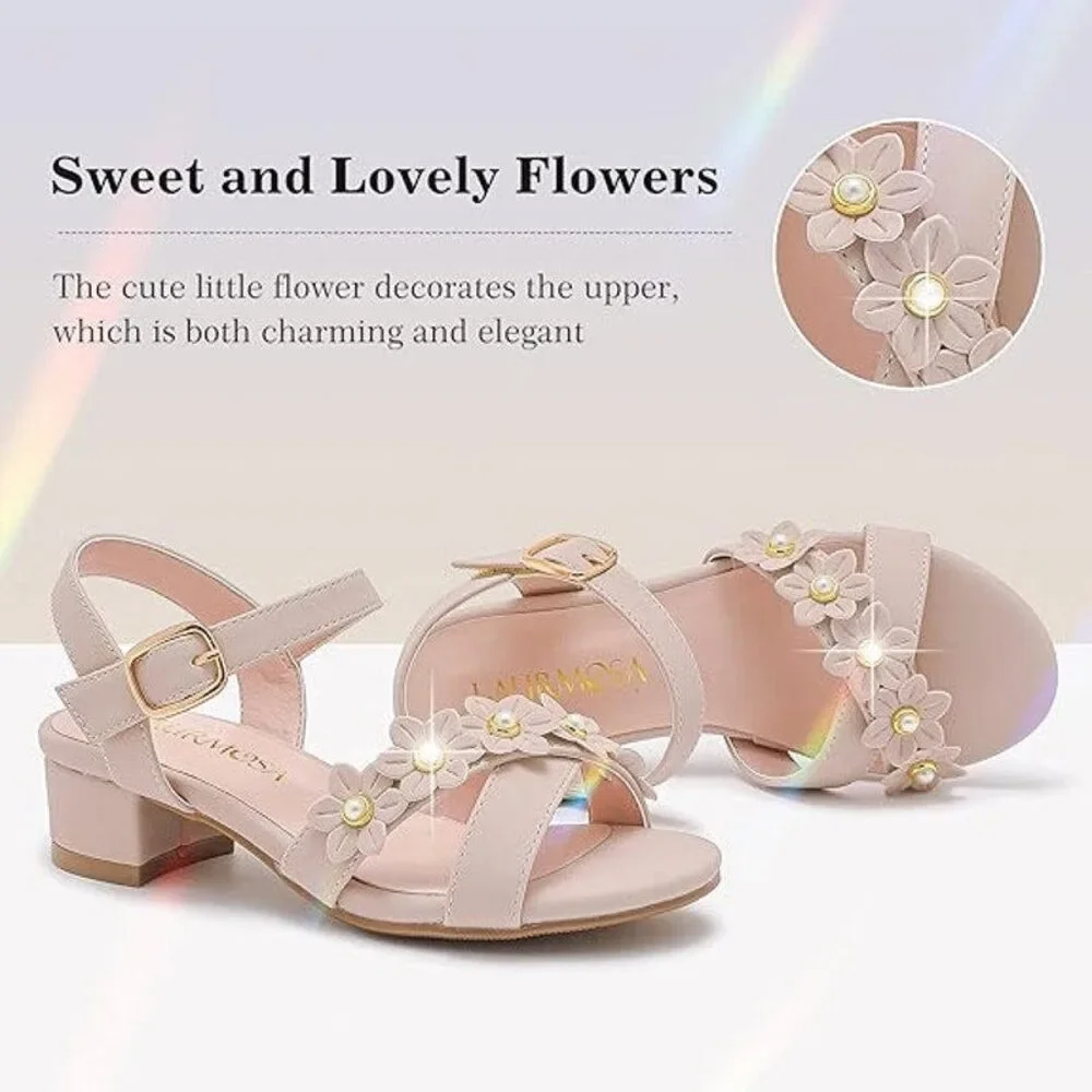 Laurmosa Girls Size 4 Pinky Tan Open Toe 1